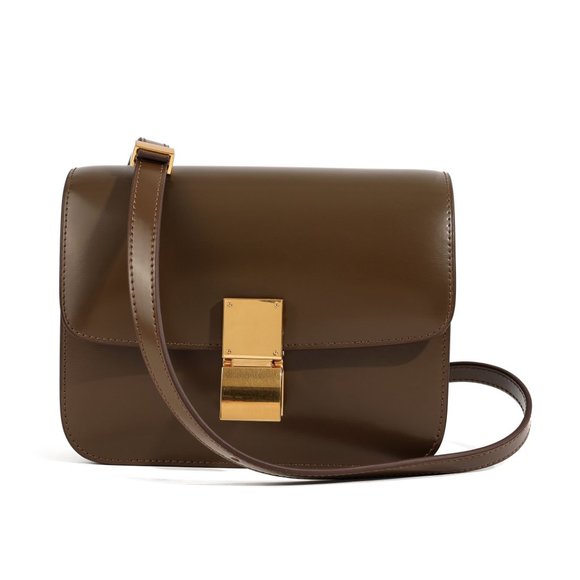 Italian Calfskin Leather Bag, Designer Bag, Italian Leather Box Bag - Picture 3 of 9